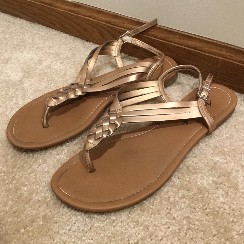 American Eagle Gold Braided Sandals - Picture 2 of 9